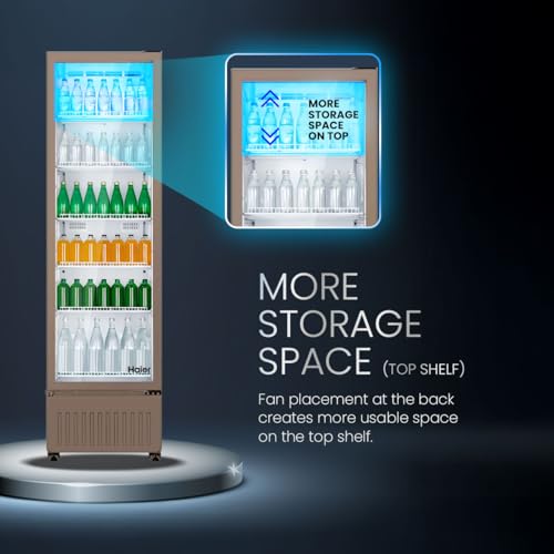 Image of Haier HVC 505 GT5, 5 Star, Touch LED Visi Cooler Glass Door, Adjustable Shelves, Single Door Commercial Refrigerator (440 L, White)