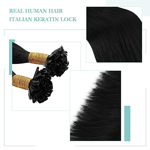 YoungSee U Tip Hair Extensions Human Hair Black Utip Hair Extensions Jet Black 20In Keratin Bond Human Hair Hot Fusion 50s/50g Soft - Image 3
