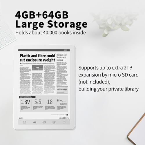 Image of Bigme B6 Black and White Display E-Reader 4GB RAM + 64GB Storage, 36-Level Adjustable Cold and Warm Light, Android 14 OS Epaper Tablet
