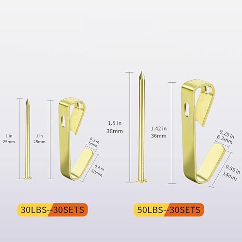 Image of 120Pcs Picture Hooks with Nails Heavy Duty Hanging Hardware