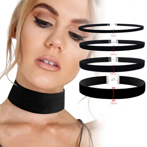 4PCS Black Choker for Women Black Lace Velvet Chocker Set Layered Classic Choker Necklace Velvet Collar Adjustable Gothic Chokers3