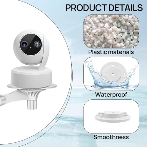 Image of CCTV Camera Holder, Wall Mount Stand for Home Surveillance, Drill-Free Installation for Renters, White Plastic Material with 56mm Dimensions