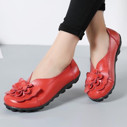Image of MOYOWEI Women's Leather Slip On Loafers Colorful Flat Shoes