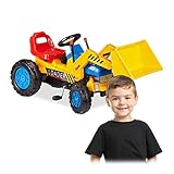 Für Kinder: Der Tretbagger zum Fahren ist für kleine Bauarbeiter im Alter von 3 bis 8 Jahren geeignet