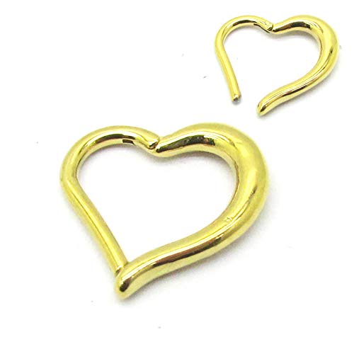 NewkeepsR 316L 16ga Acero quirúrgico Oro Corazón Bisagra Clikcer Daith Helix Rook Piercing Ring