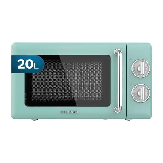 Cecotec Microondas Mecánico de 20 L Proclean 3010 Retro Green. 700 W en 6 Niveles, Temporizador hasta 30 Minutos, Modo Descongelación, Diseño Vintage en Verde, Acabados en Acero