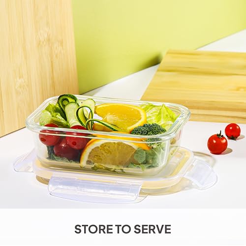 Image of CELLO Fit & Fresh Rectangle Lunch Box Container for Daily Use 1050ml Clear |Microwave & Fridge Safe Toughened Glass Airtight Leakproof Food Storage Tiffin Box Container for Kitchen Travel & Office Use