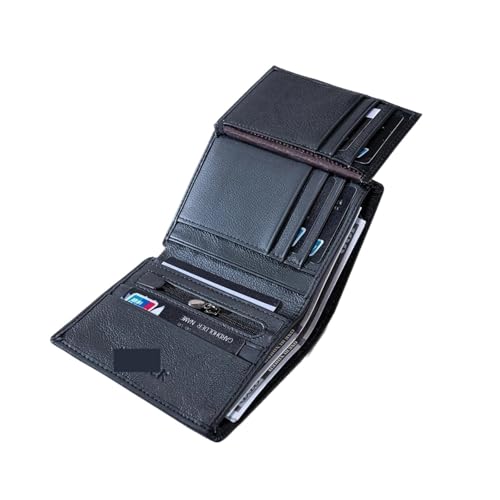 wallet Leather Wallets Men Coin Purse Vintage Vertical Short Credit Card Holder Money Bag Men's Wallet Portable(C556 black)