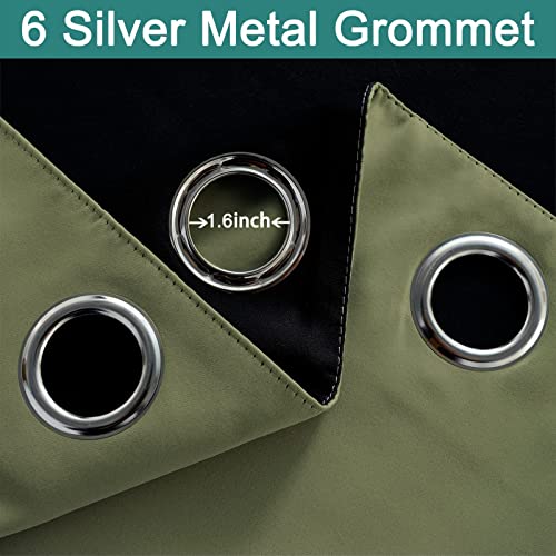 Image of Yakamok Sage Blackout Curtains 84 Inches Long for Bedroom 42 inch Wide 2 Panel | Blackout Curtain Panels for Bedroom, 2 Thick Layers Grommet Top Thermal Insulated Drapes with Black Liner for Living Room