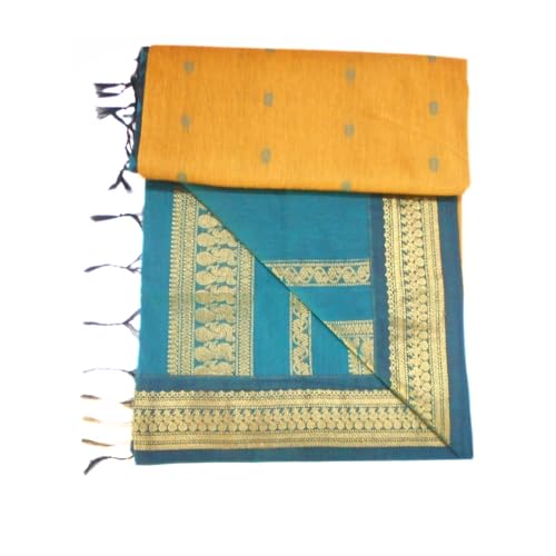 Image of Pure Kalyani Cotton Saree | Zari Border & Blouse Piece - Lata Gadwal Design | Traditional Saree