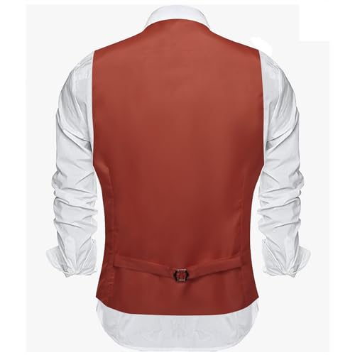 Image of Barry.Wang Mens Suit Vest Bow Tie Set 4PCS Formal V-neck Slim Fit Casual Solid Color Waistcoat Wedding Party Tuxedo