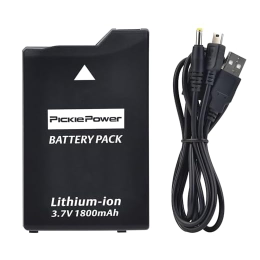 Pickle Power PSP 1000 Battery, 1800mAh PSP Battery and Charger Cable for Sony PSP 1000 PSP-110 (1001, 1002, 1003, 1004, 1005, 1006, 1007, 1008, 1010), PSP Fat Console
