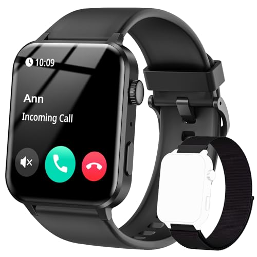 Smart Watch for Men Women – 1.85”HD Screen with Make and Answer Calls, with AI Voice Assistant, SpO2/Heart Rate/Sleep Monitor, 100+ Sports Modes, Smartwatch for Android and iOS (2 Straps)