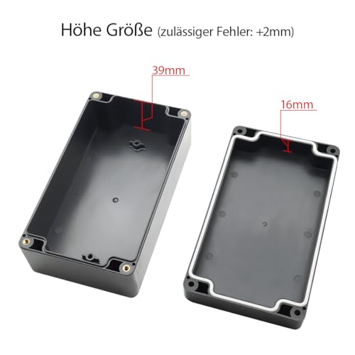 LeMotech Projekt Box ABS Kunststoff Verteilerkasten IP65 Wasserdicht Elektrische Boxen Universal Gehäuse Schwarz Außengröße 158x90x60mm(2 Stück)