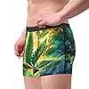 Cannabis Leaf Marijuana Psychedelic Fire Green Yellow Men'S Boxer Briefs Cool Underwear For Men Soft Comfortable