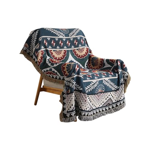 Ergocar Boho Kuscheldecke, Flauschige Wohndecke mit Quasten, Dünn & Bequem Jacquard Überwurf Decke, Weiche und Warme Reisedecken, Couchdecke für Schlafzimmer, Wohnzimmer, Büro
