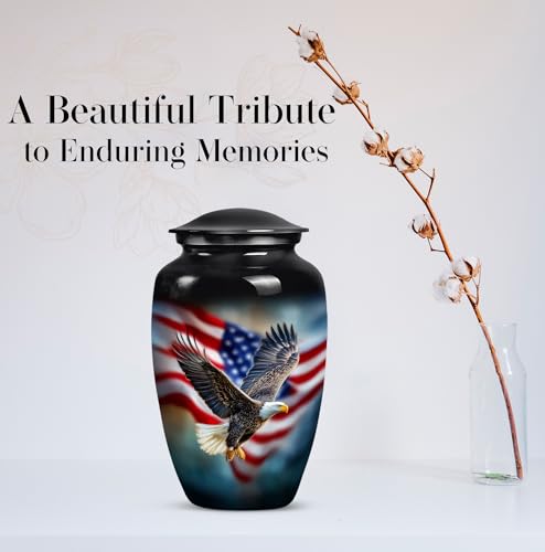 Image of American Flag with Eagle Urn for Ashes Women -Patriotic Cremation Urns Men