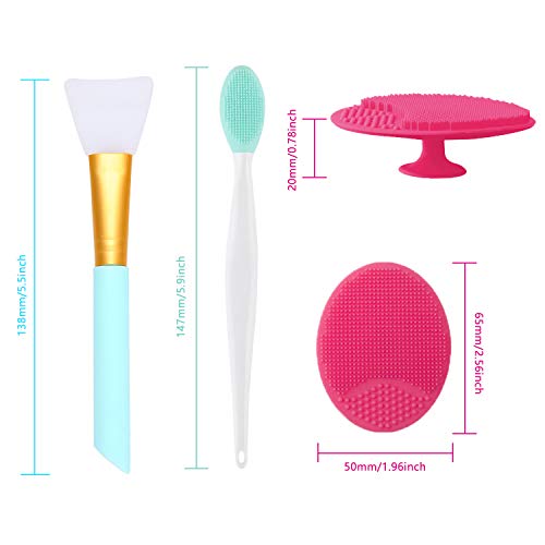 OBSCYON 6PCS Silicone Face Scrubber Kit, Manual Facial Cleansing Brush,Face Mask Brush, Exfoliating Lip Brush for Skin Care - Image 3