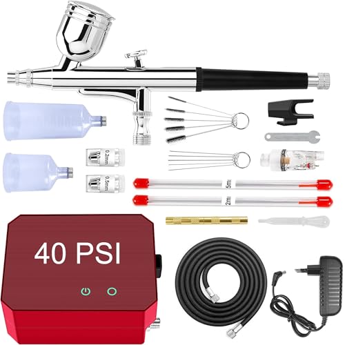 Powate 40PSI Airbrush Set compressore Dual Action 3 modalità 0,3/0,3/0,5