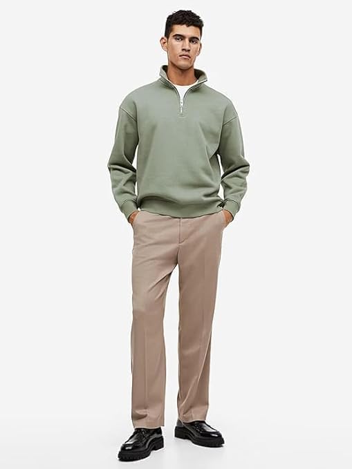 Image of Solid Oversized Halfzipper Long Sleeves Sweatshirt for Men's