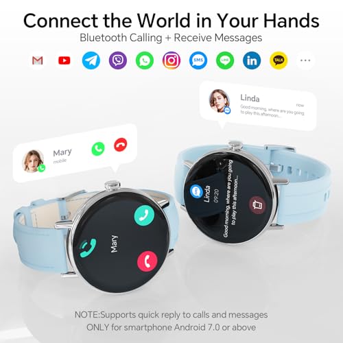 Image of Smart Watches for Men Women,Smartwatch for iPhone /Samsung /Android,(Answer /Make Call),1.57 inch HD 43mm Fitness Tracker with Heart Rate /SpO2 /Sleep Monitor,IP68 Waterproof,110+ Sport Mode,with 2 Bands