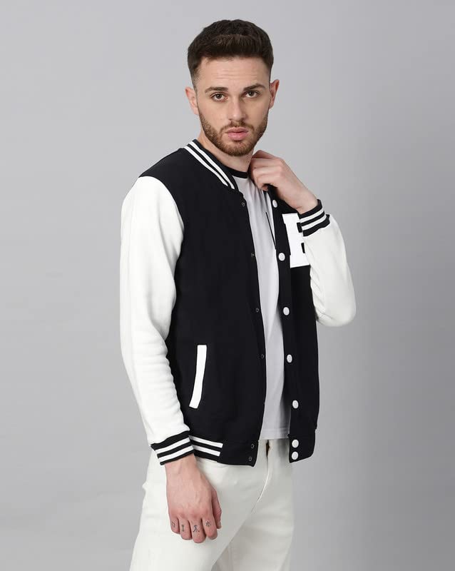 Image of BE SAVAGE Men's Cotton Blend Standard Length Varsity Jacket