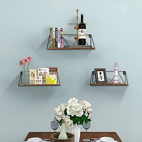 Calenzana Floating Wall Shelves Set Of 3 Rustic Wood Storage Shelf For Bathroom Kitchen Living Room Bedroom #TOP3