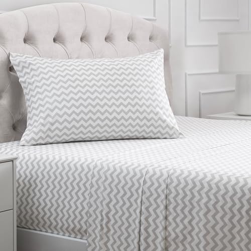 Image of Mellanni Twin XL Sheets Set - 3 PC Iconic Collection Bedding | Hotel Luxury, Extra Soft, Cooling Bed Sheets - Wrinkle, Fade, Stain Resistant (Twin Extra Long, Chevron Gray)