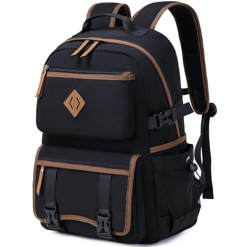 Laptop Backpack 15 -17 Inch for Women Men Large College Bookbag Elementary Middle High School Bag for Kids Teens Girls Boys Student Waterproof Travel Backpacks Book Rucksack Work Daypack Black