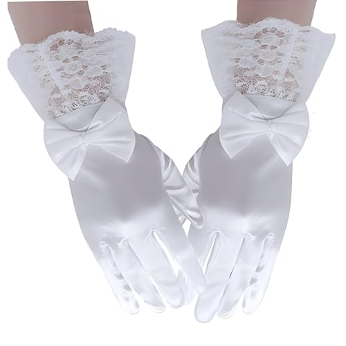 4Pcs Girls White Lace Communion Gloves Set 1920s Costume Girls Princess Pageant Gloves for First Communion Wedding Flower Girl Tea Party Birthday New Year Gifts2