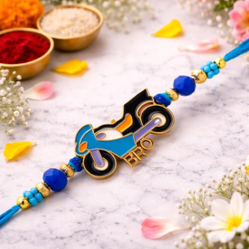 Image of Riddhika Ventures Premium Multicolour Meenakari Stylish Kids Rakhi Gifts for Brother, Sister with Roli Chawal and Greeting Card