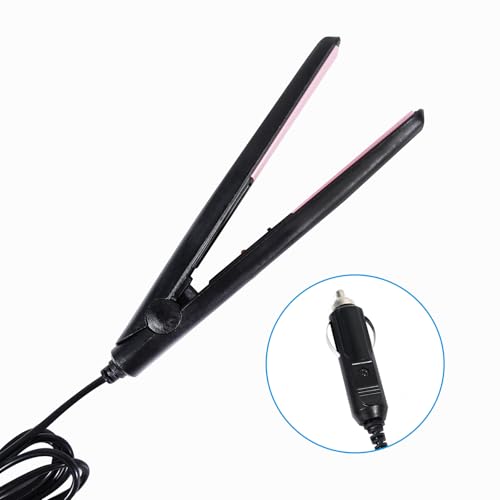 Plancha de Pelo Portátil Para Coche 12V Negra y Rosa miniatura 2