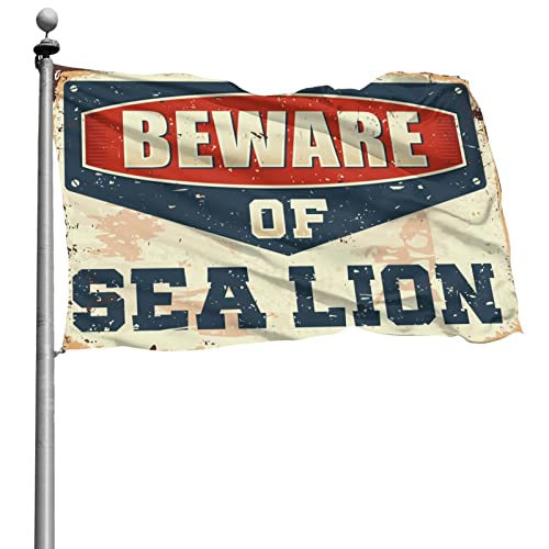Drapeau mural Beware of Sea Lion 152x244 cm grand format Abipuir