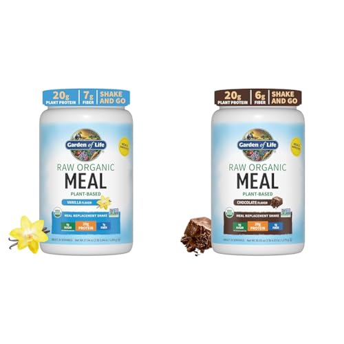 Garden of Life Vegan Protein Powder Raw Organic Meal Replacement Shakes Vanilla and Chocolate 28 Servings Each