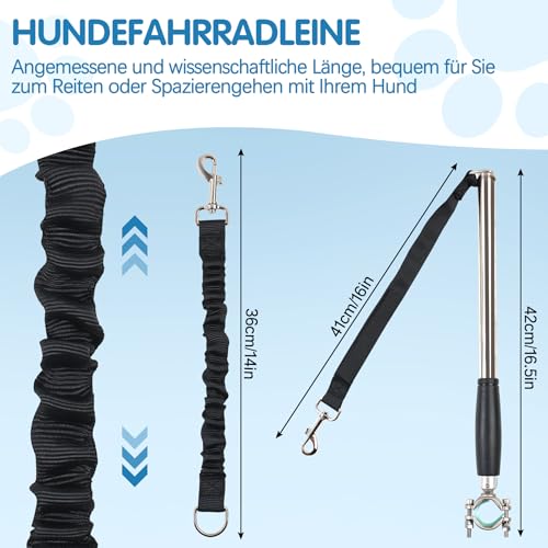 YedZen Fahrradleine für Hunde, 180° Gedreht Freihändiges Hunde Fahrrad Trainingsleine mit Schnell Befestigungsmechanismus, Fahrrad Hundeleine Sicher mit Haustieren für Train/Joggen/Radfahrena&Outdoor