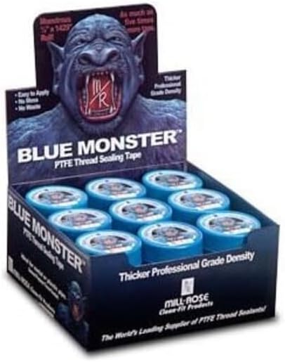Mill-Rose 70885 Blue Monster PTFE Pipe Thread Sealant Tape, 1/2-Inch x 1429-Inches, Blue