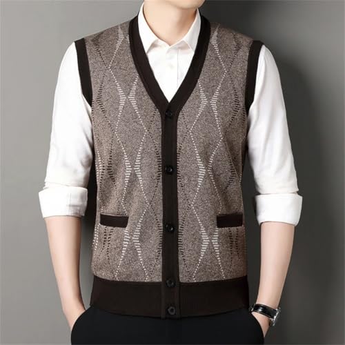 Mens Knit Sweater Vest Trendy Cardigan Vest Plaid Waistcoat Casual Sleeveless Top3
