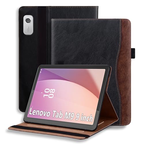 TIPOYOROOS Case for Lenovo Tab M9 9.0 inch 2023 / Nook Lenovo Tablet 9 2024 Smart Cover with Pocket & Pencil Holder Business PU Leather with Card Slot for TB-310FU Black