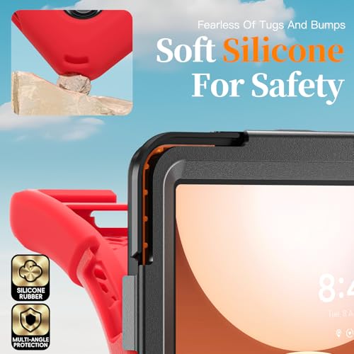 Image of ProElite Cover for Galaxy Tab A11 Plus 11 inch 2025 Cover, Rugged 3 Layer Armor case Cover for Galaxy Tab A11+ 11 inch 2025 with Hand Grip & Rotating Kickstand with Shoulder Strap, Red