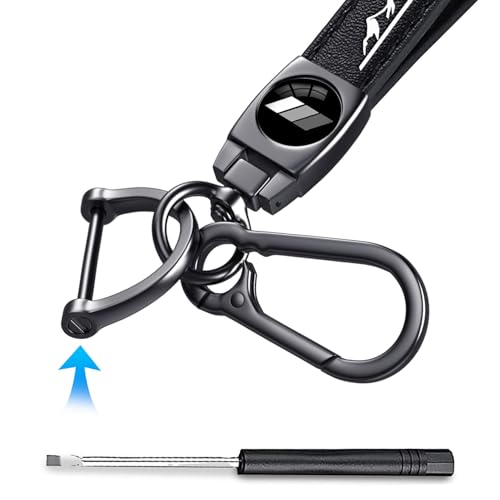 Image of Black Car Keychain, Premium Metal Key Ring & Black Leather, Anti-Scratch Anti-Drop Compatible with Toyota Tacoma 4Runner Tundra TRD Camry Rav4, with Tri-Color Stripe Emblem
