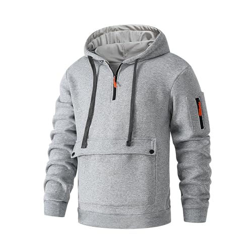 Mens Quarter Zip Pullover with Zipper Pockets Hoodie Long Sleeve Workout Sport Outdoor Sweatshirt3