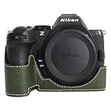 MUZIRI KINOKOO Tasche für Nikon Z5 II Kamera Spiegellose, Retro-Stil PU-Leder Z5 II/Z5II/Z5 Mark II Halbschutzhülle mit Öffnung unten & Griff-Design – Grün