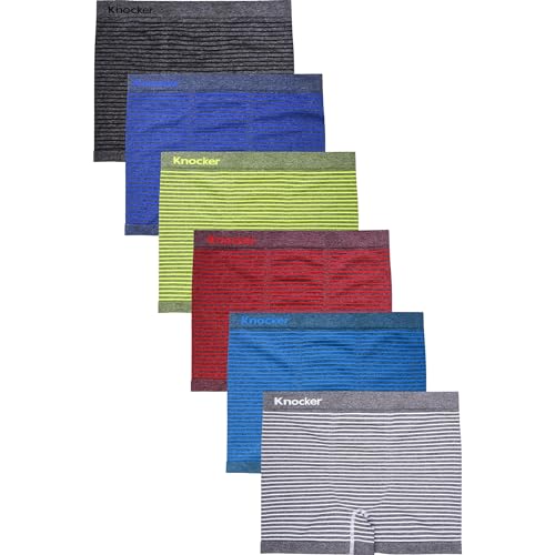 Knocker Men's Seamless Boxer Brief Stretchable Underwear 6-pcs Set, Assorted Colors (MS054)