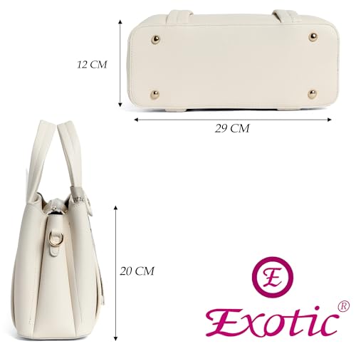 Image of EXOTIC Premium Ivory Chic Edition Urban Luxe Hand & Sling Bag for Women | Stylish PU Leather Tote with Spacious Compartments & Detachable Strap