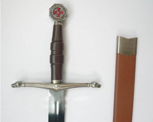 S0108 Kingdom of Heaven Crusader BALIAN of IBELIN Sword Cross Snake Heads W/Brown Scabbard 45.5"