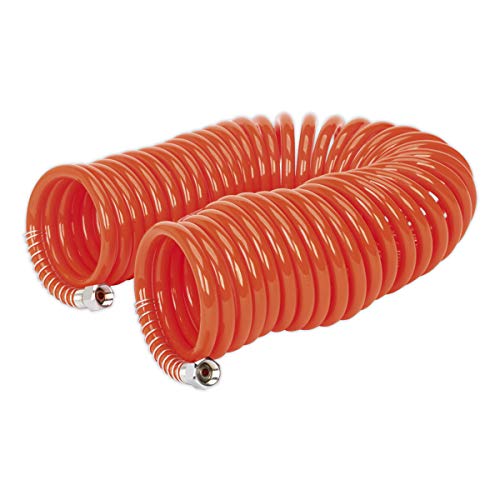 Sealey AH10C/6 Pu Coiled Air Hose, 10m x 6mm Ø, Orange