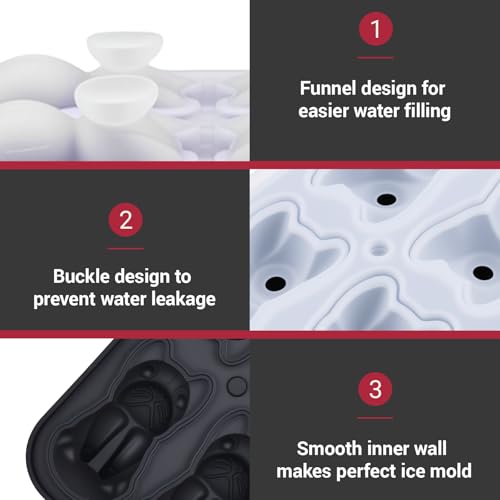 Molde para cubitos de hielo en forma de perro 3D de silicona negra miniatura 4