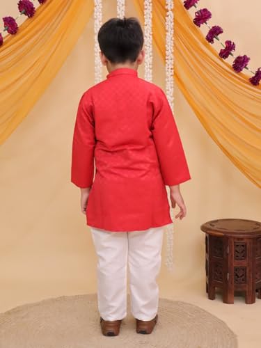 Image of AJ DEZINES Boys Cotton Full Sleeve Printed Kurta Pajama Set for Kids - Ethnic wear | Special Occasion & Traditional Outfit |Boys Kurta Pyjama Set - Regular Fit