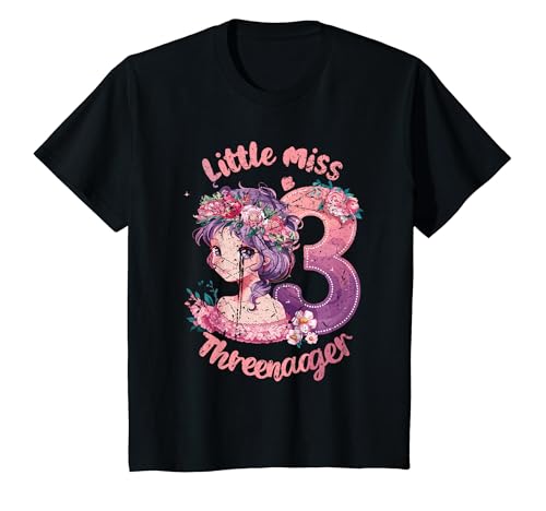 Niños Regalos de cumpleaños de Little Miss Threenager Cumpleaños Camiseta