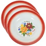 EXAOMBLE Conjunto de 3 Platos Esmaltados Estilo Vintage 22 CM para Aperitivos y Postres Diseño Creativo para Hogar y Cocina Varios estilos